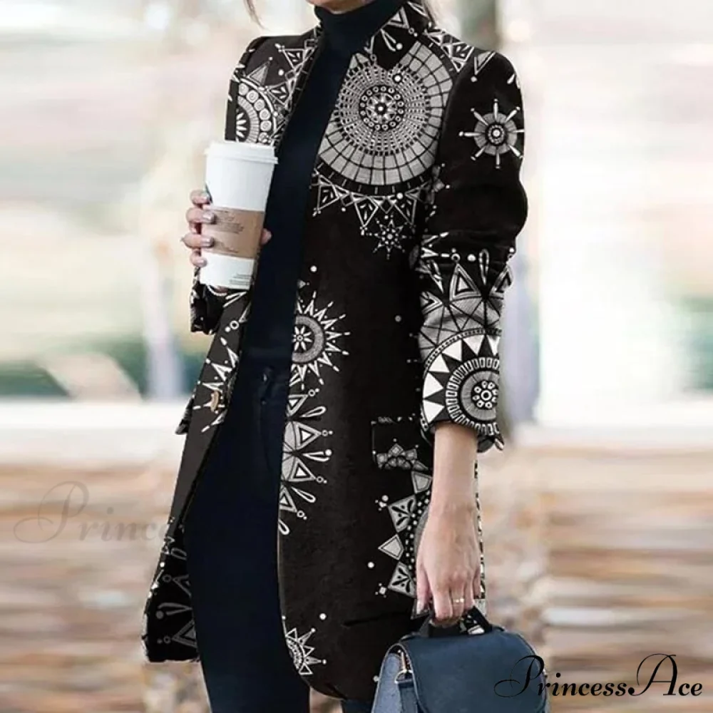 Plaid Printing Long Thin Coat - Image 2