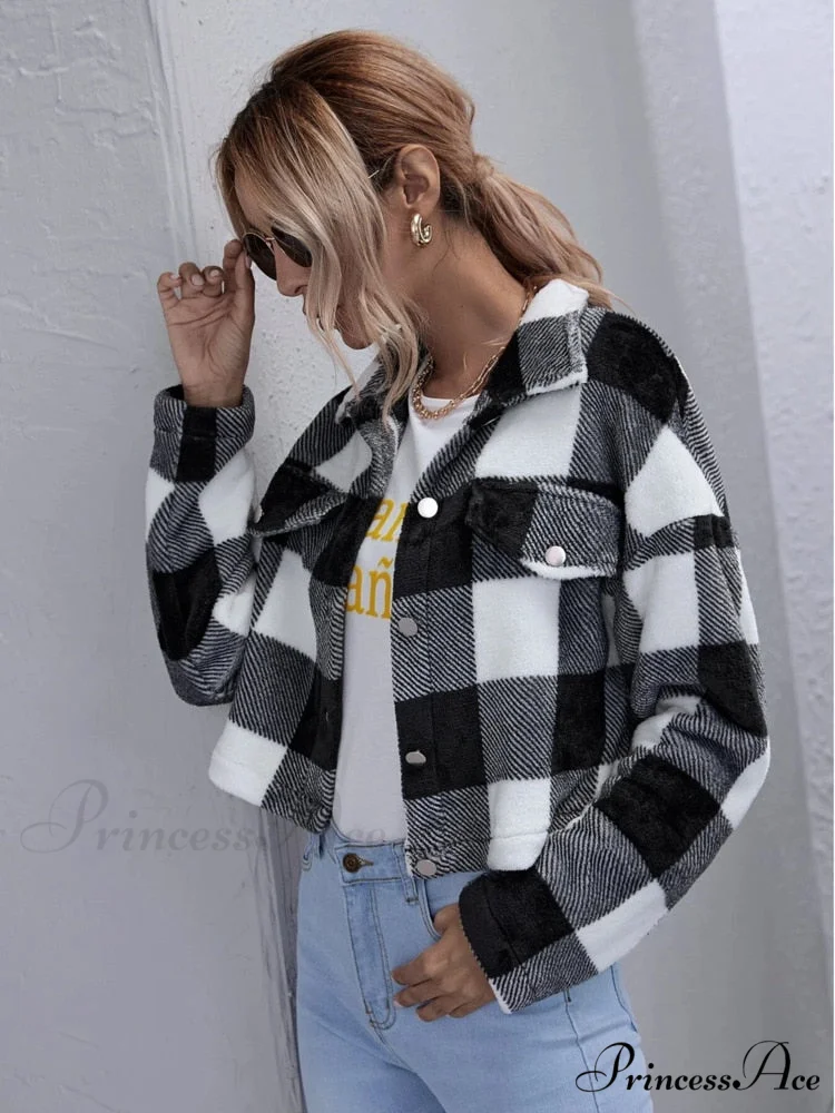 Loose Plaid Thick Coat - Image 3