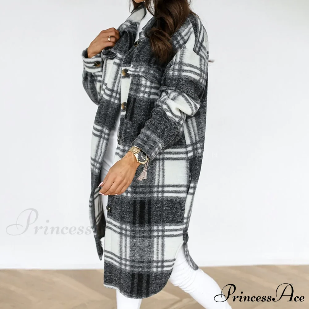 Plaid Long Blouses Coat - Image 2