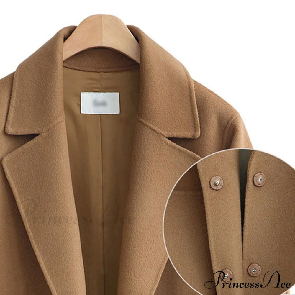Wool Baggy Long Solid Simple All-match Overcoat - Image 5
