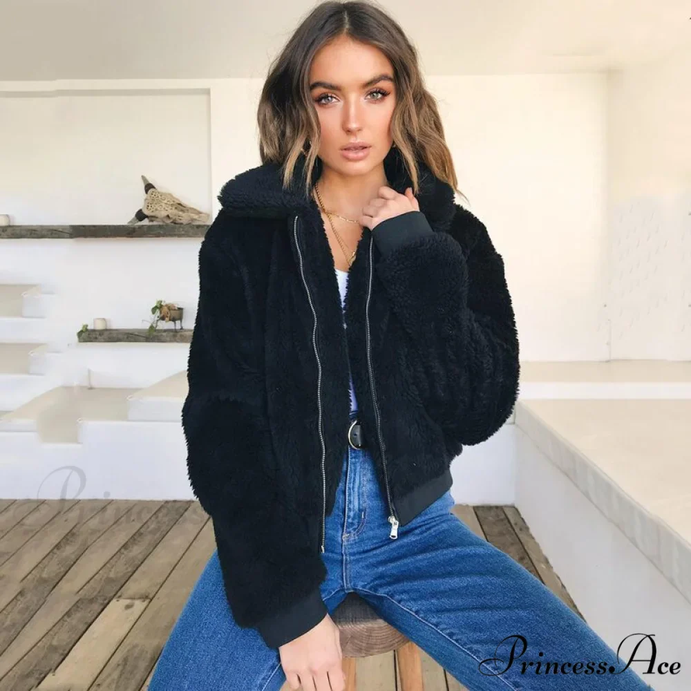 Faux FurWarm Soft Plush Zipper Coat - Image 2