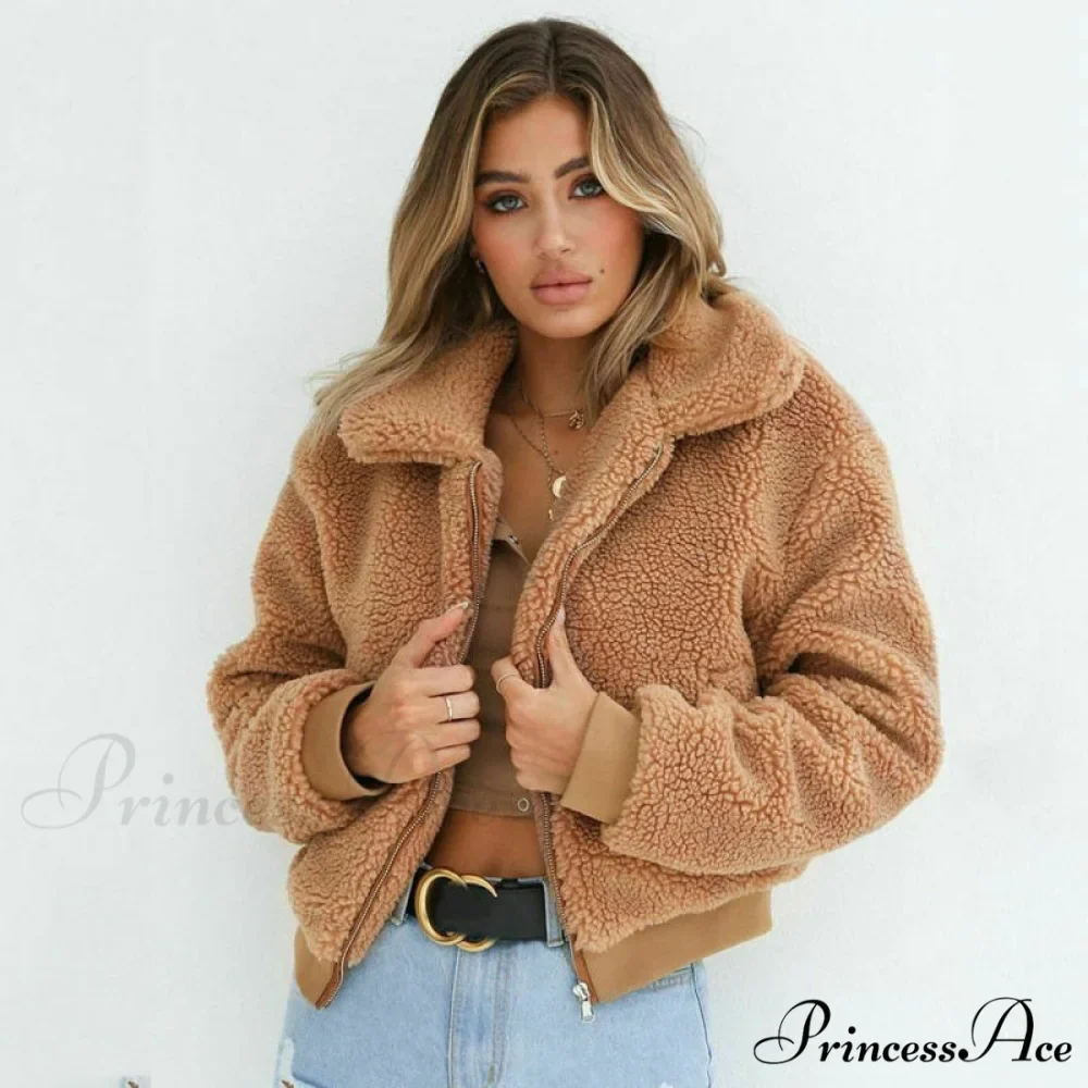 Faux FurWarm Soft Plush Zipper Coat - Image 3