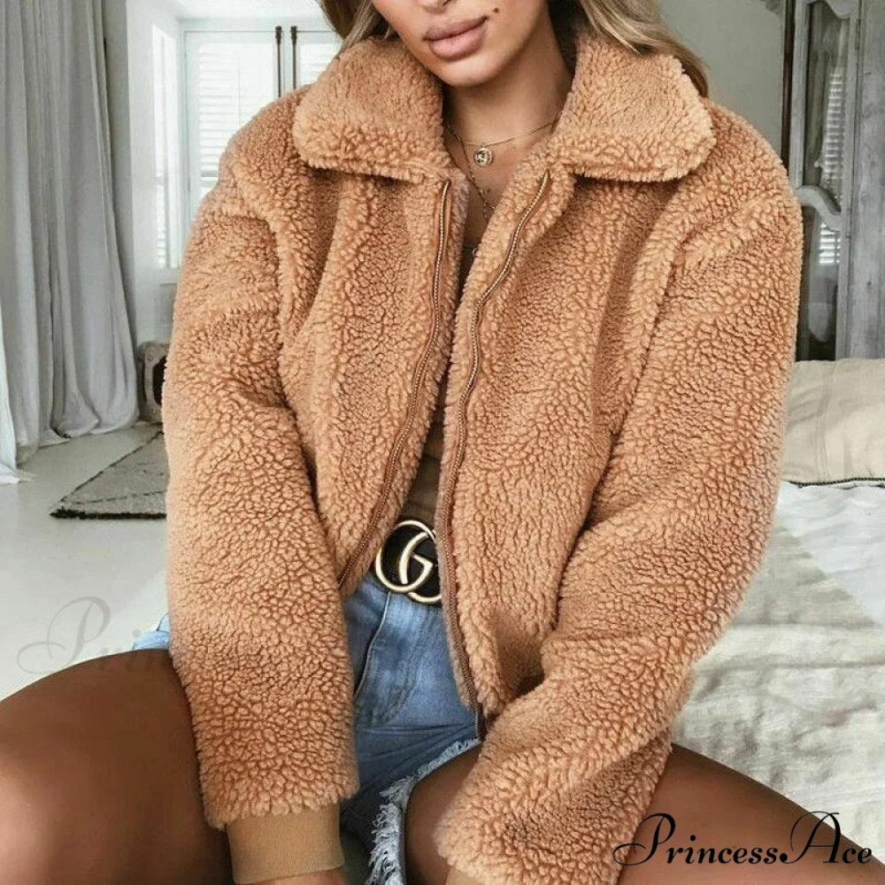 Faux FurWarm Soft Plush Zipper Coat - Image 9