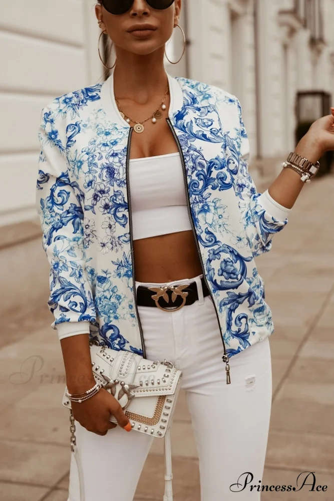 Flower Print Long Sleeve Coats - Image 15