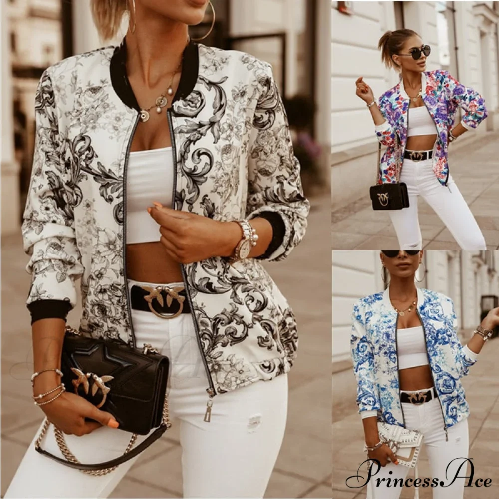 Flower Print Long Sleeve Coats - Image 4