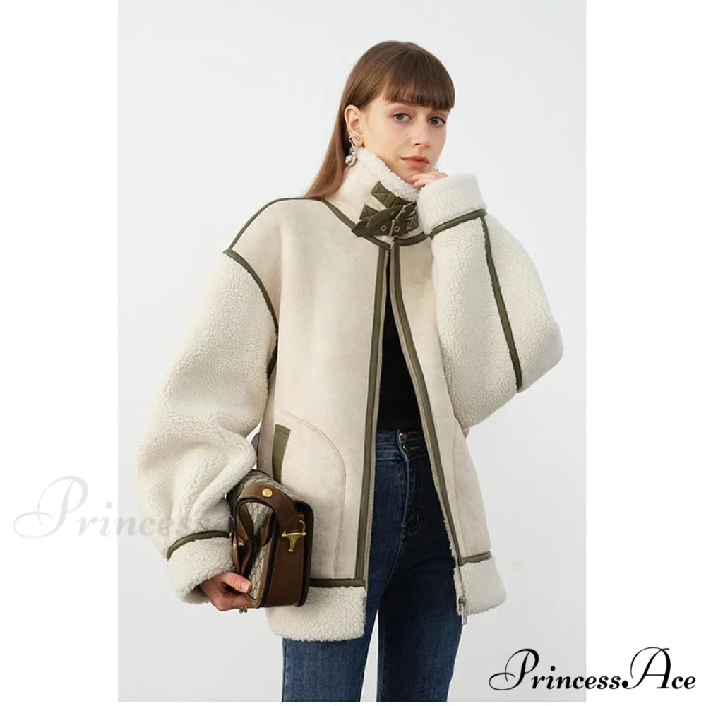 Warm Loose Leather Patchwork Jacket - Image 2