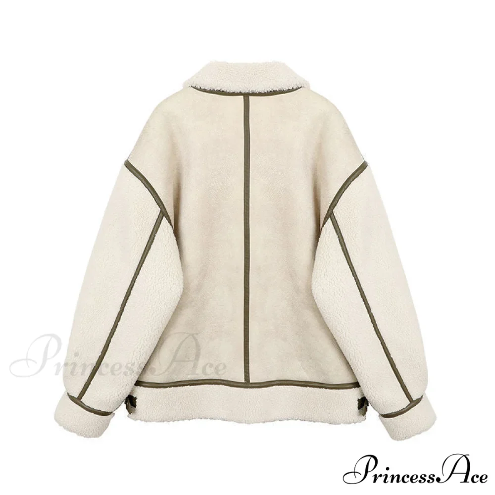 Warm Loose Leather Patchwork Jacket - Image 5