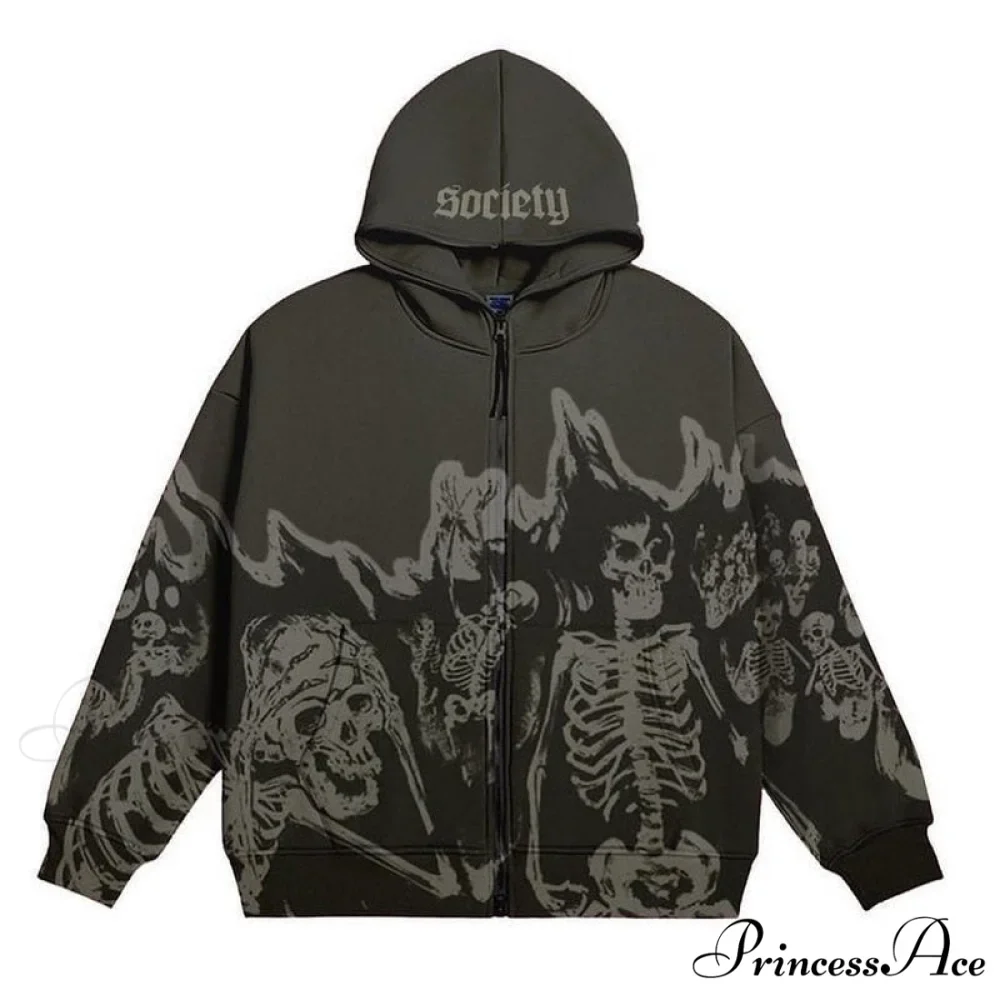 Vintage Printed Zip Up Hoodie - Image 2
