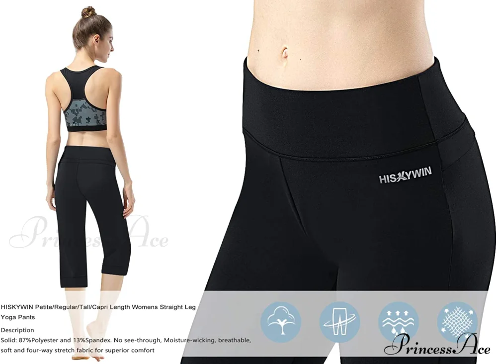 Capri Petite Regular Tall Length Women's Straight Leg Yoga Pants - Image 6