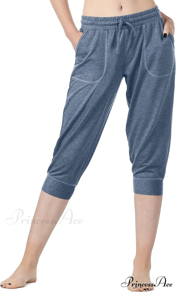 French Terry Jogger Lounge Sweatpants - Active Capri Pants - Image 25