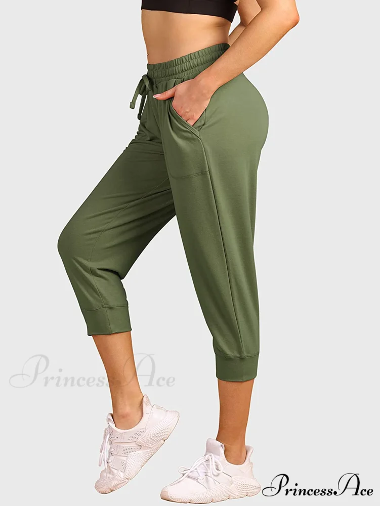 French Terry Jogger Lounge Sweatpants - Active Capri Pants - Image 4