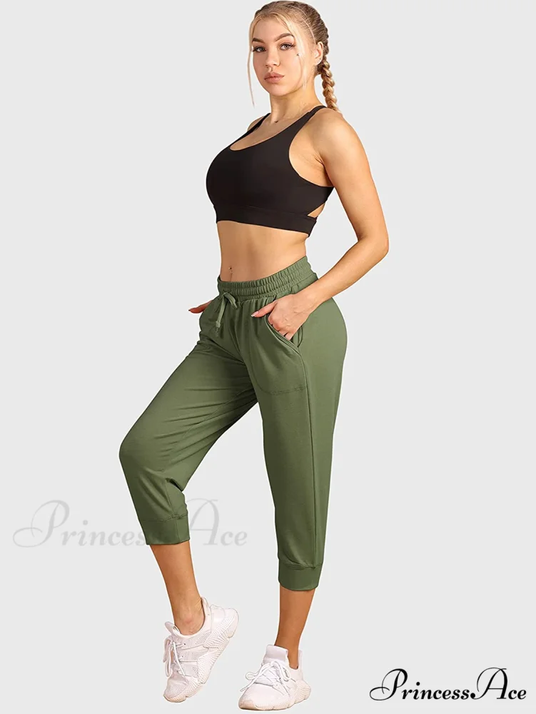 French Terry Jogger Lounge Sweatpants - Active Capri Pants - Image 5