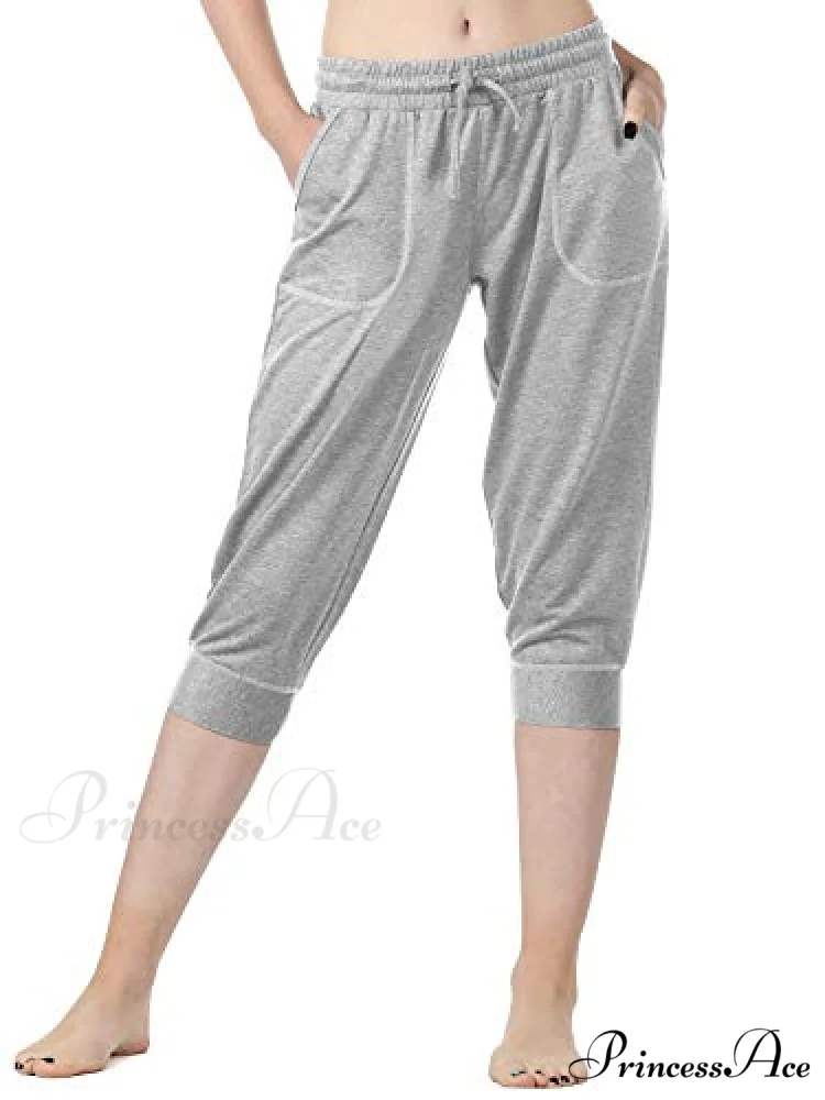French Terry Jogger Lounge Sweatpants - Active Capri Pants - Image 8