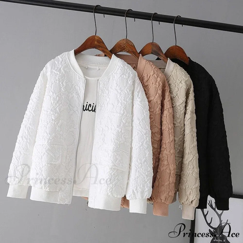 Solid Color Ladies Short Baseball Jacket - Image 6