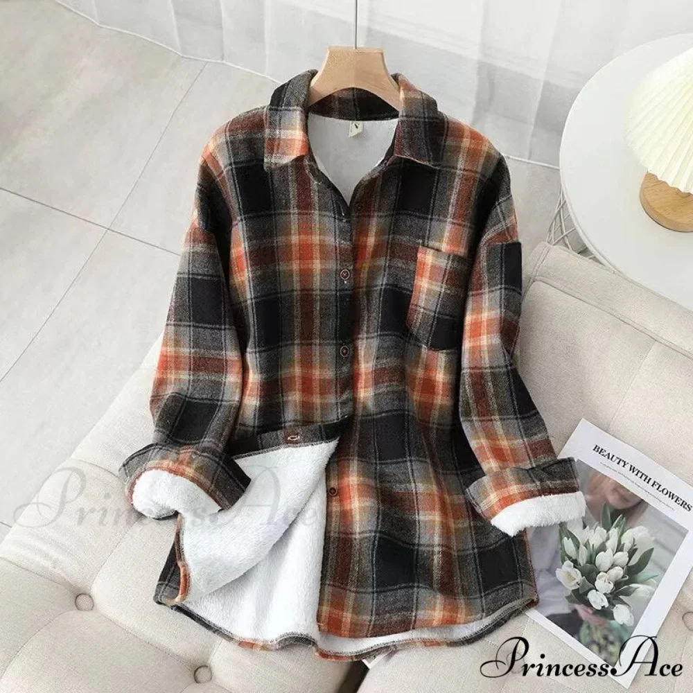 Thick Velvet Plaid Shirts Jacket - Image 13