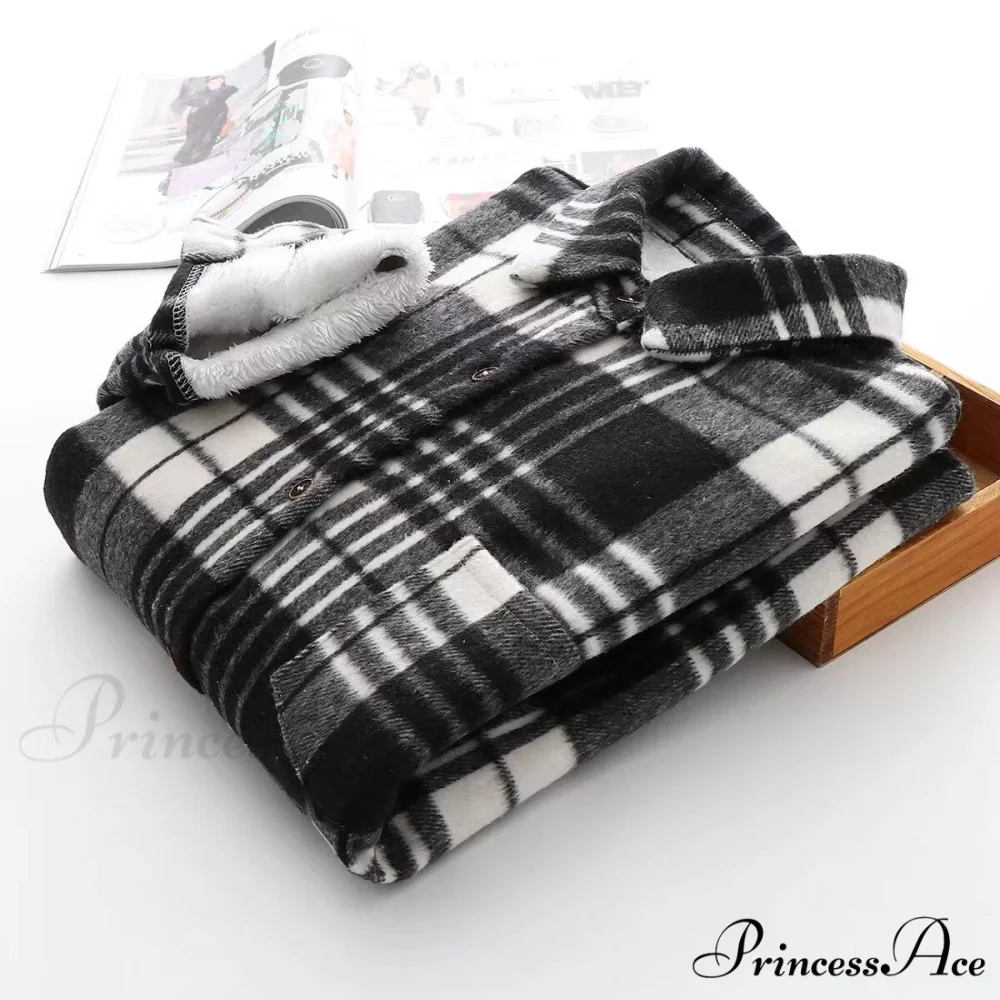Thick Velvet Plaid Shirts Jacket - Image 14