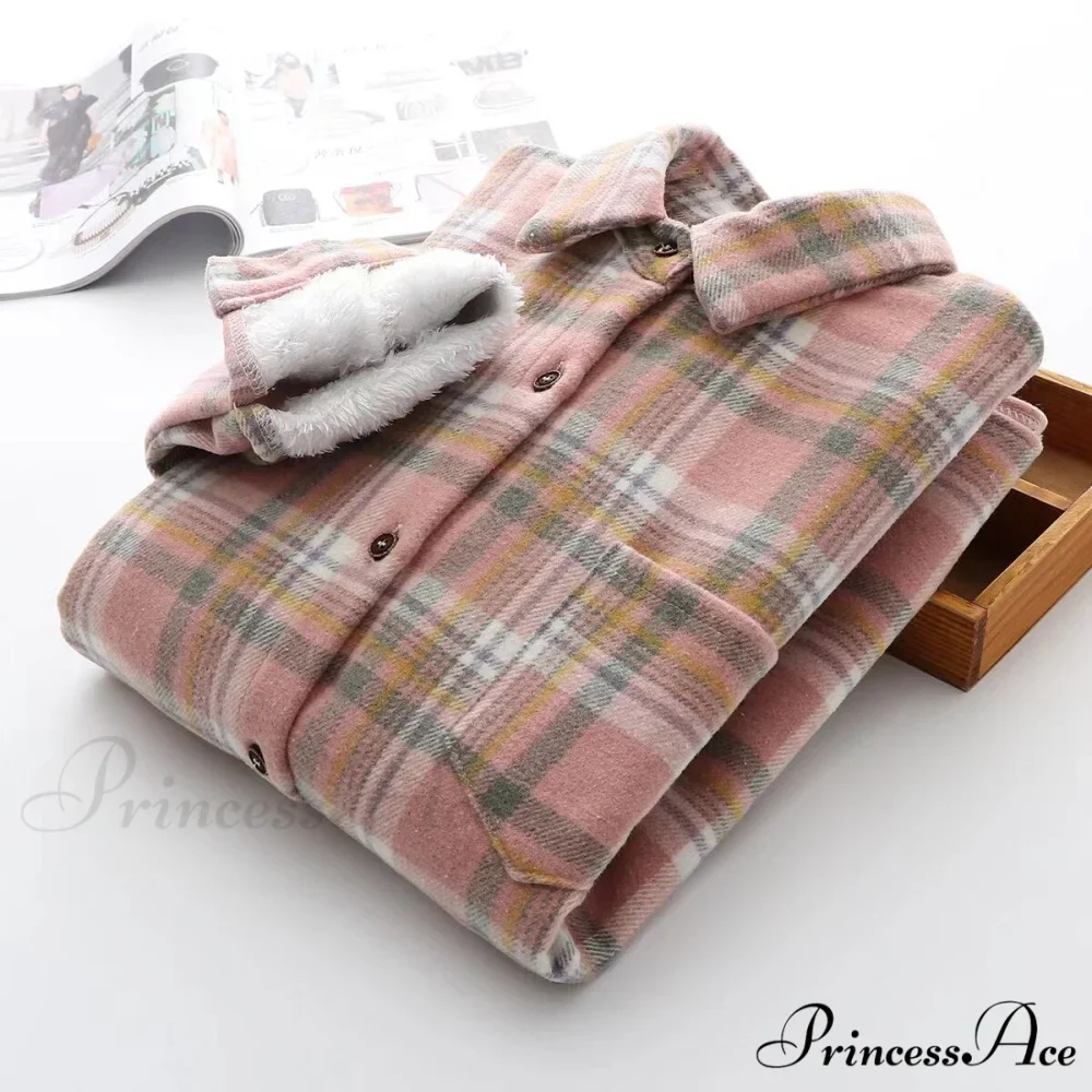 Thick Velvet Plaid Shirts Jacket - Image 9