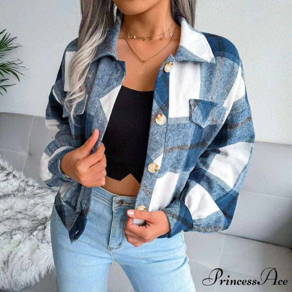 Plaid Vintage Pockets Oversized Jacket - Image 7