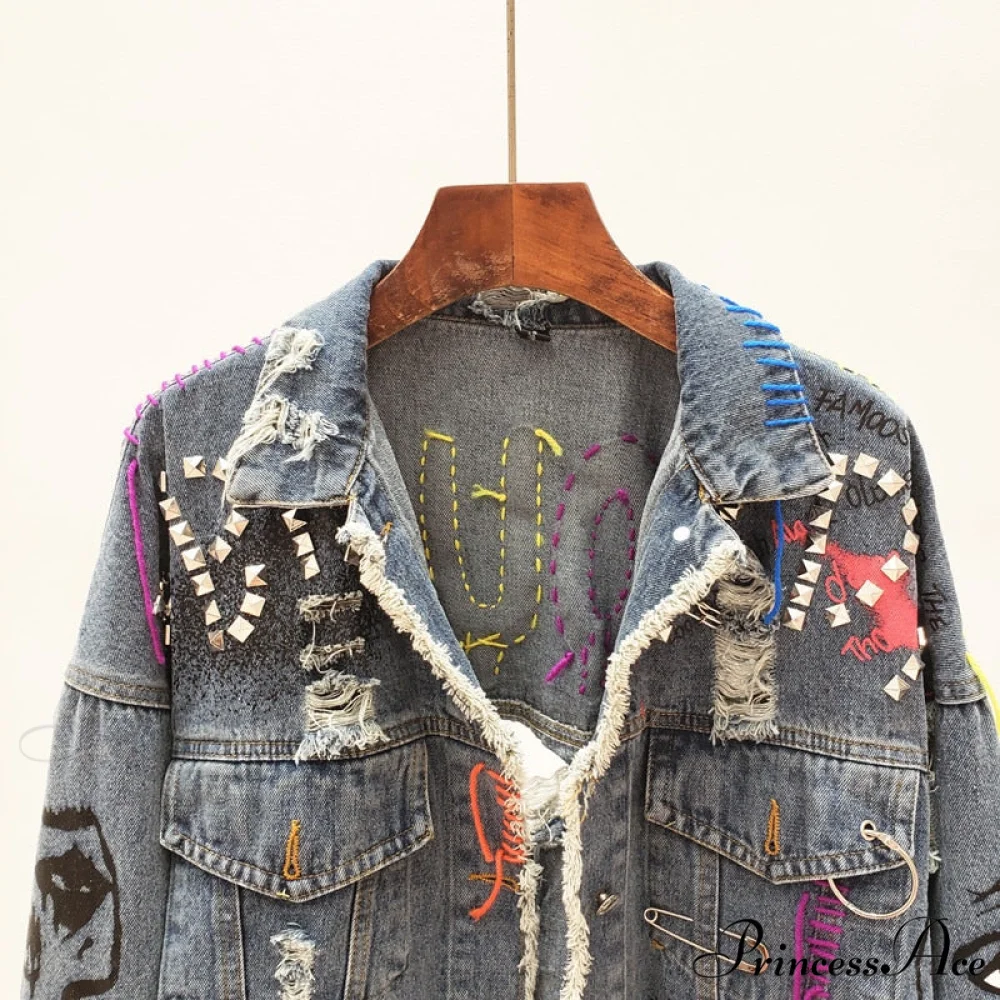 Street Fashion Graffiti Denim Jacket - Image 4