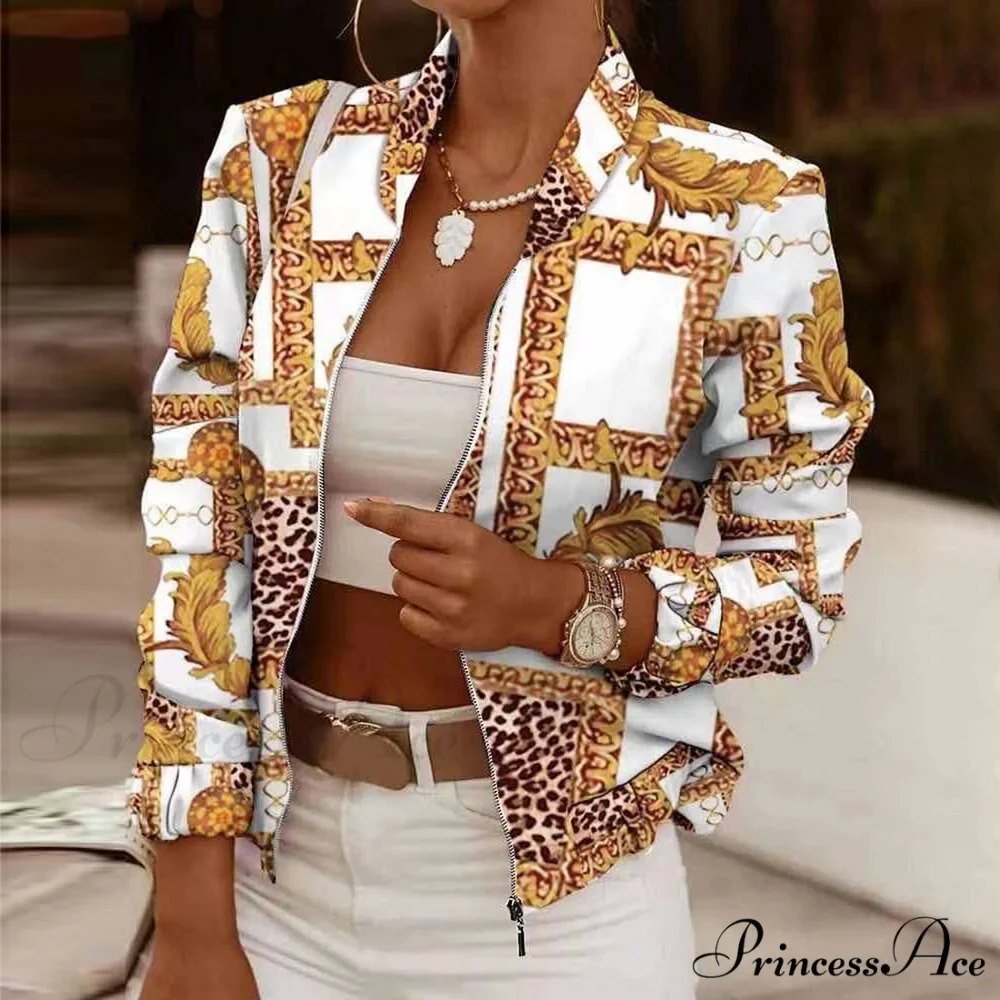 Flower Print Long Sleeve Bomber Jacket - Image 15