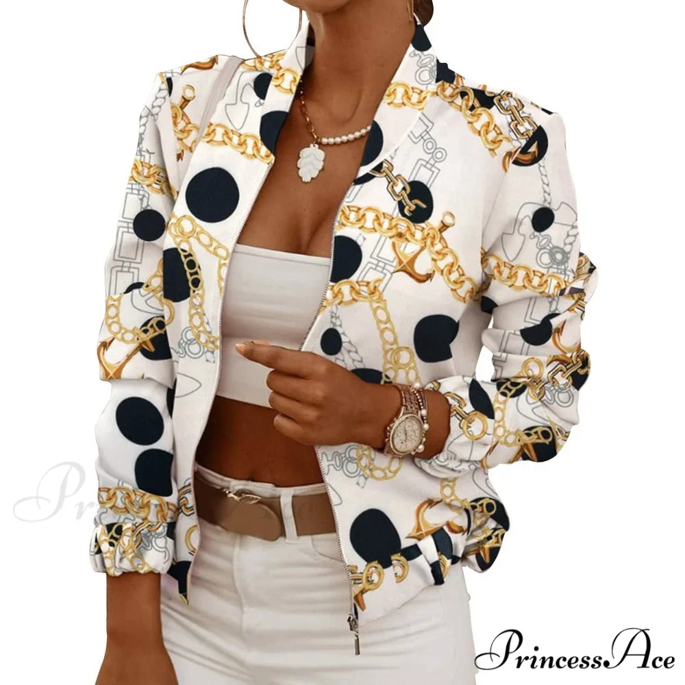 Flower Print Long Sleeve Bomber Jacket - Image 8