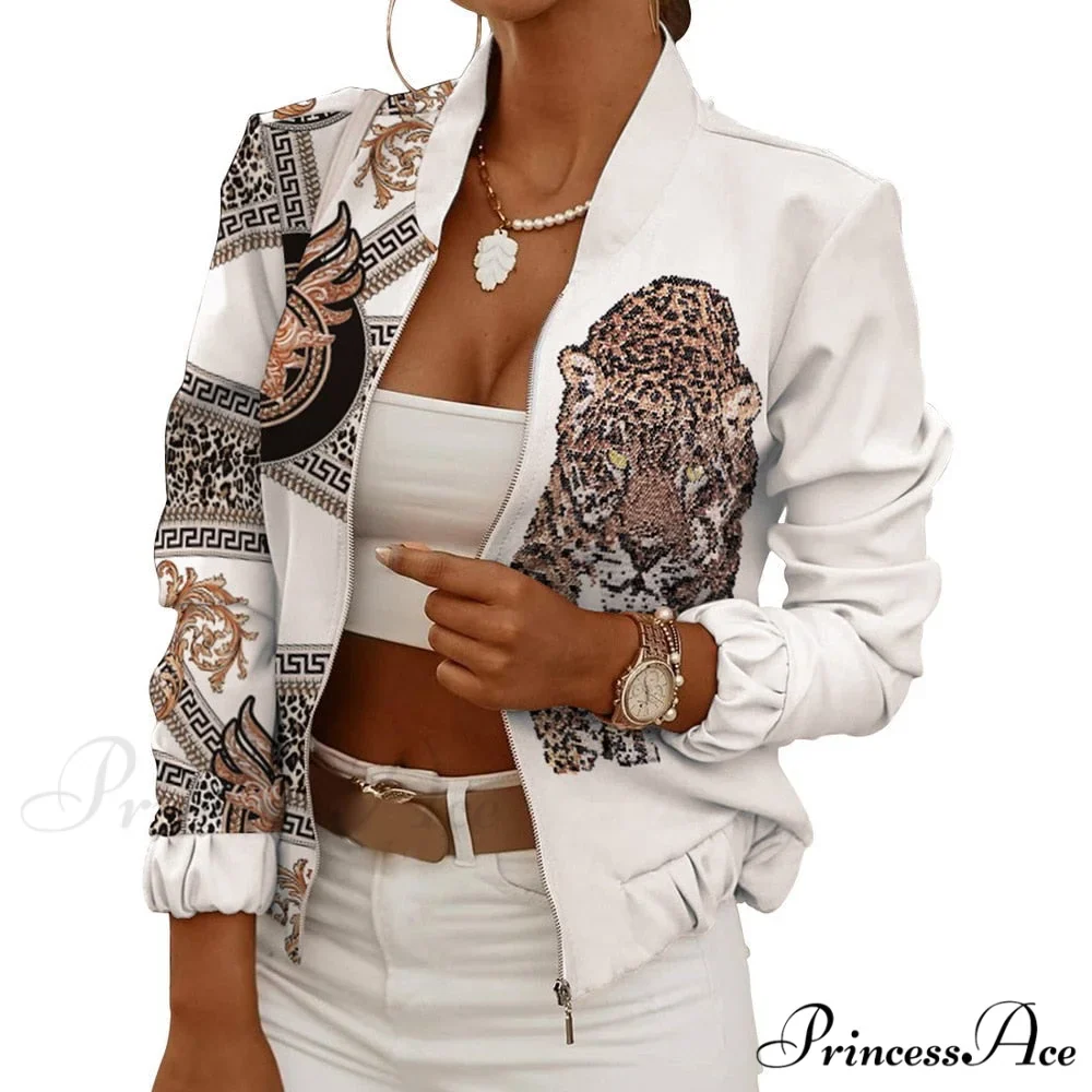 Flower Print Long Sleeve Bomber Jacket - Image 9