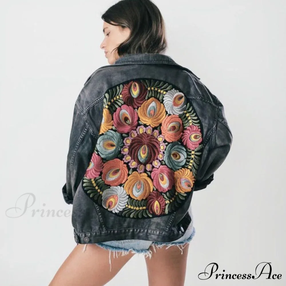 Floral Embroidered Denim Jacket - Image 5