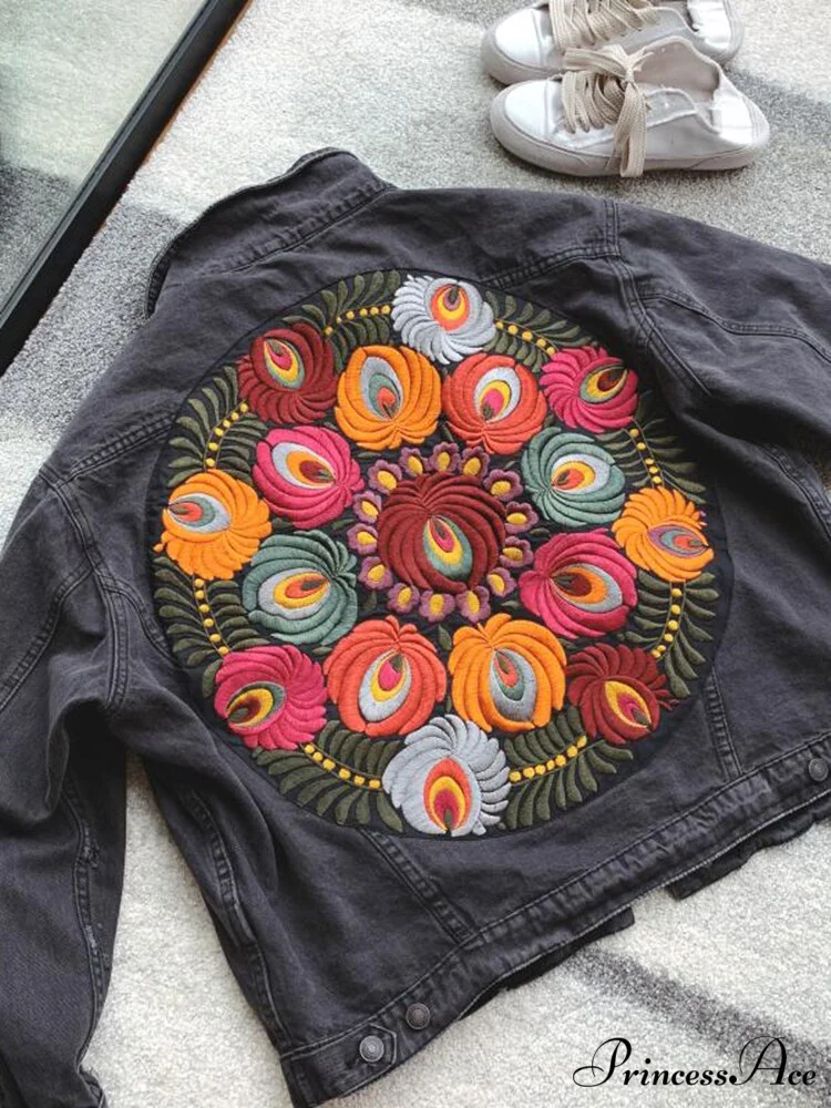 Floral Embroidered Denim Jacket - Image 7