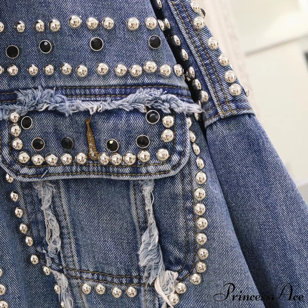 Rivet Studded Denim Jacket - Image 6