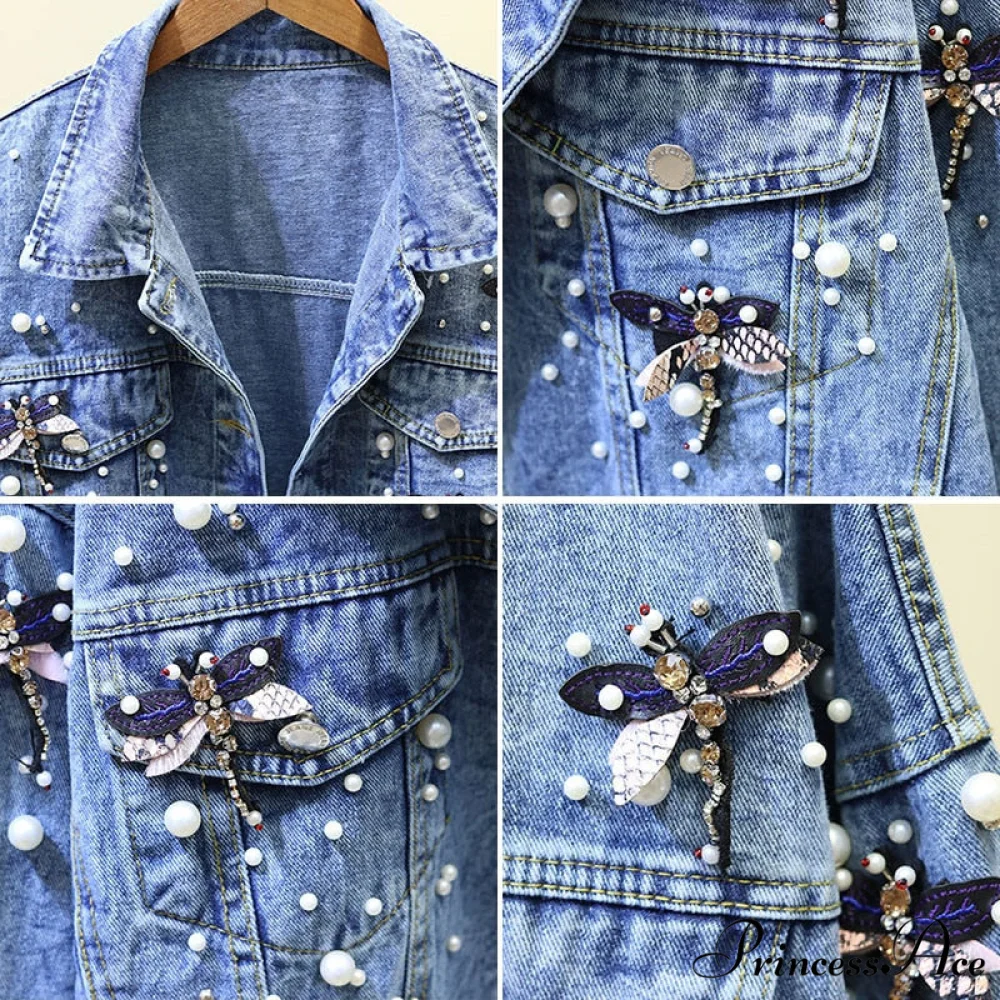 Beading Loose Dragonfly Demin Jacket - Image 5