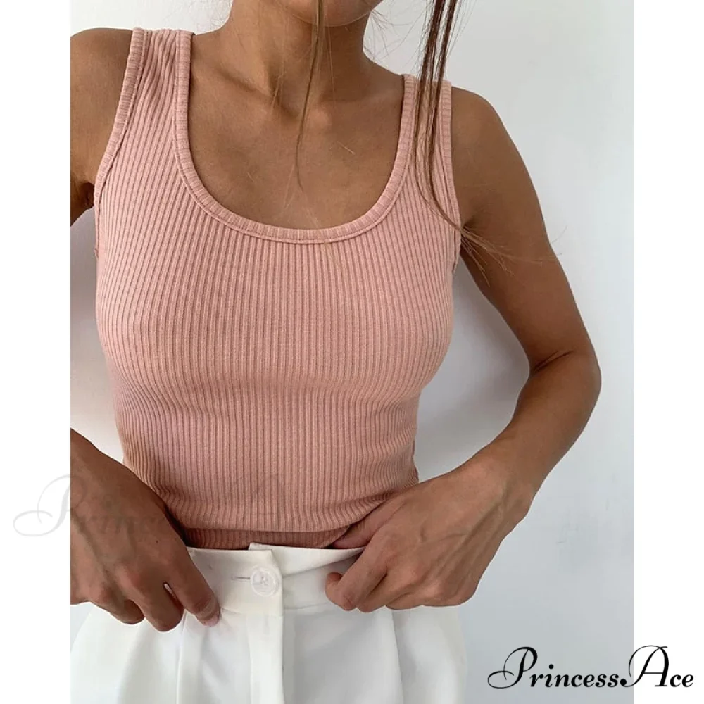 Basic Ribbed Knitted Tank Top - Image 3
