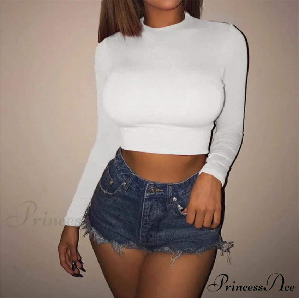 Skinny Solid Casual Crop Top - Image 3