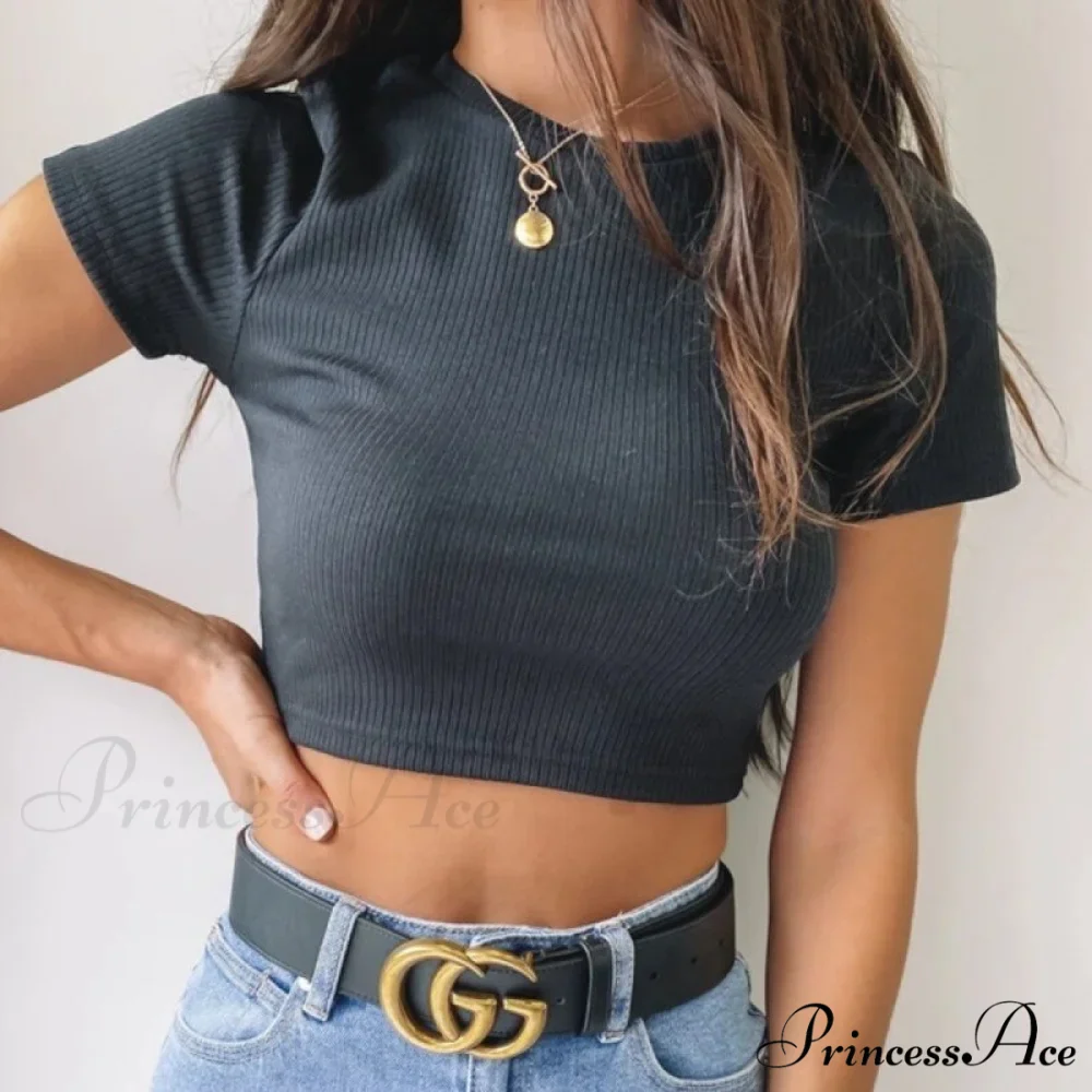 O Neck Knit White Crop Top - Image 7