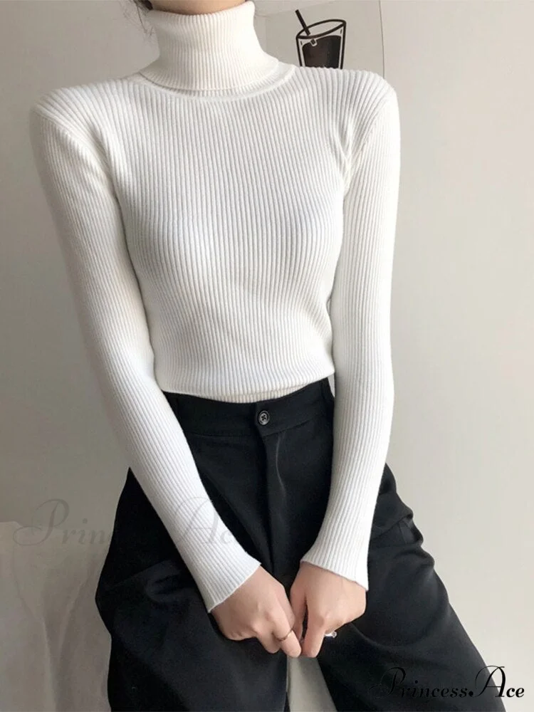 Pullover Turtleneck Solid Color Top - Image 6