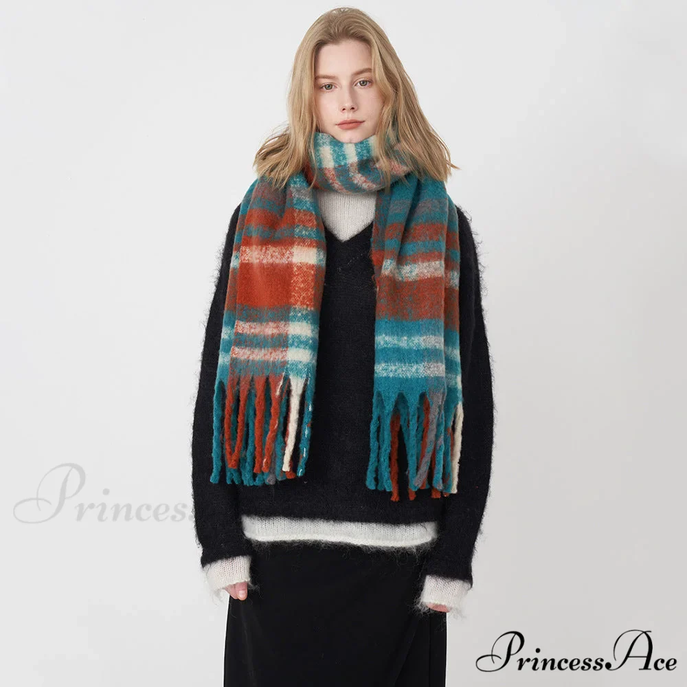 2024 New French Classic Vintage Cozy Warm Faux Cashmere Plaid Scarf - Image 4