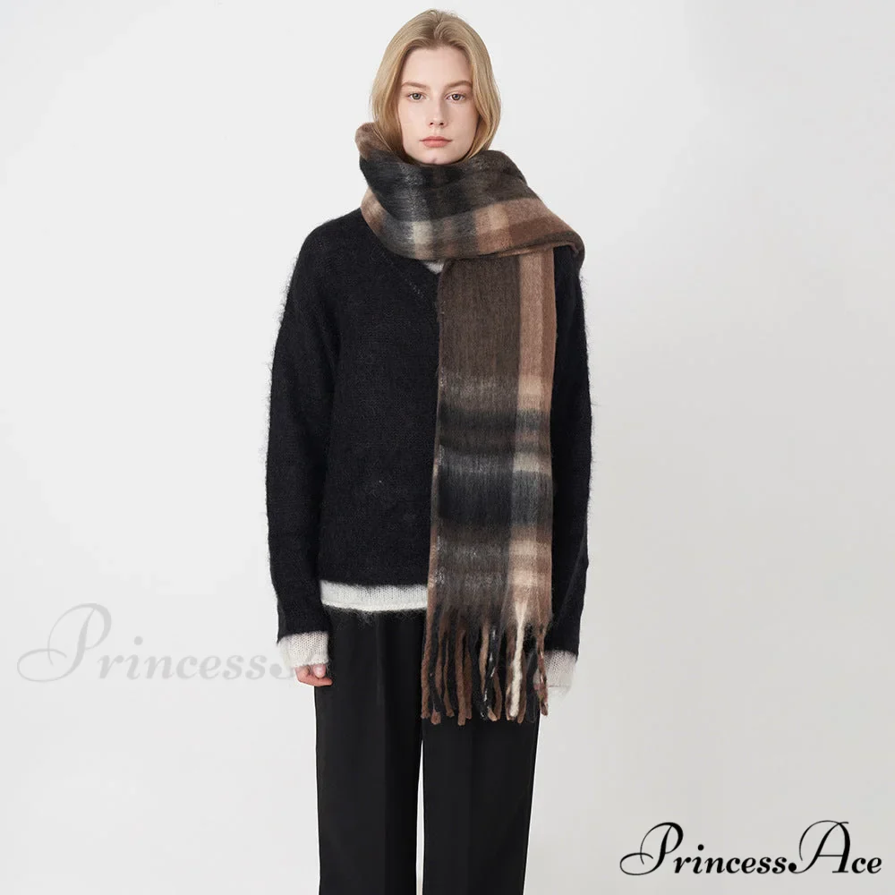 2024 New French Classic Vintage Cozy Warm Faux Cashmere Plaid Scarf - Image 6