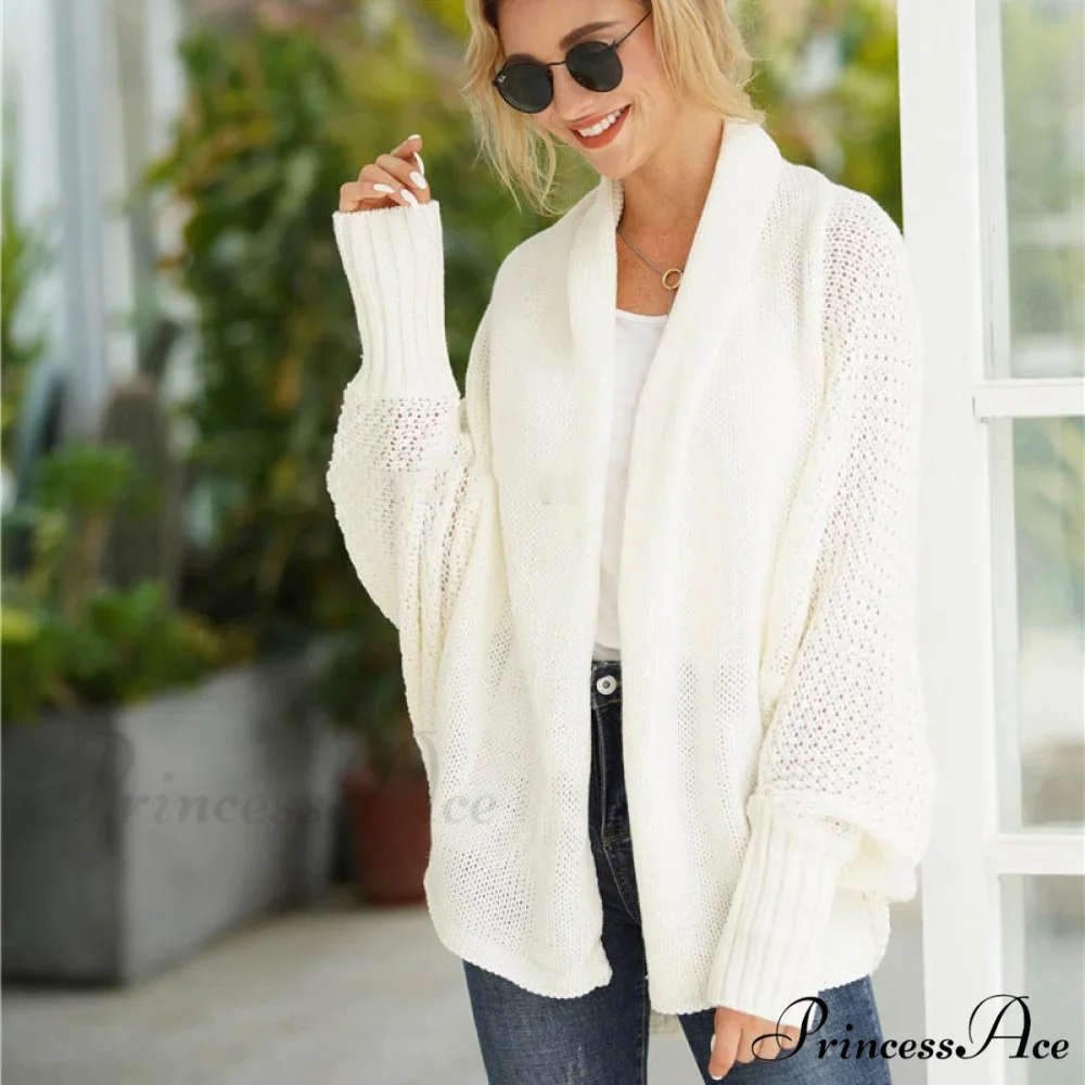 Oversized Sweater Knitted Patchwork Batwing Sleeves Cardigan - Image 11