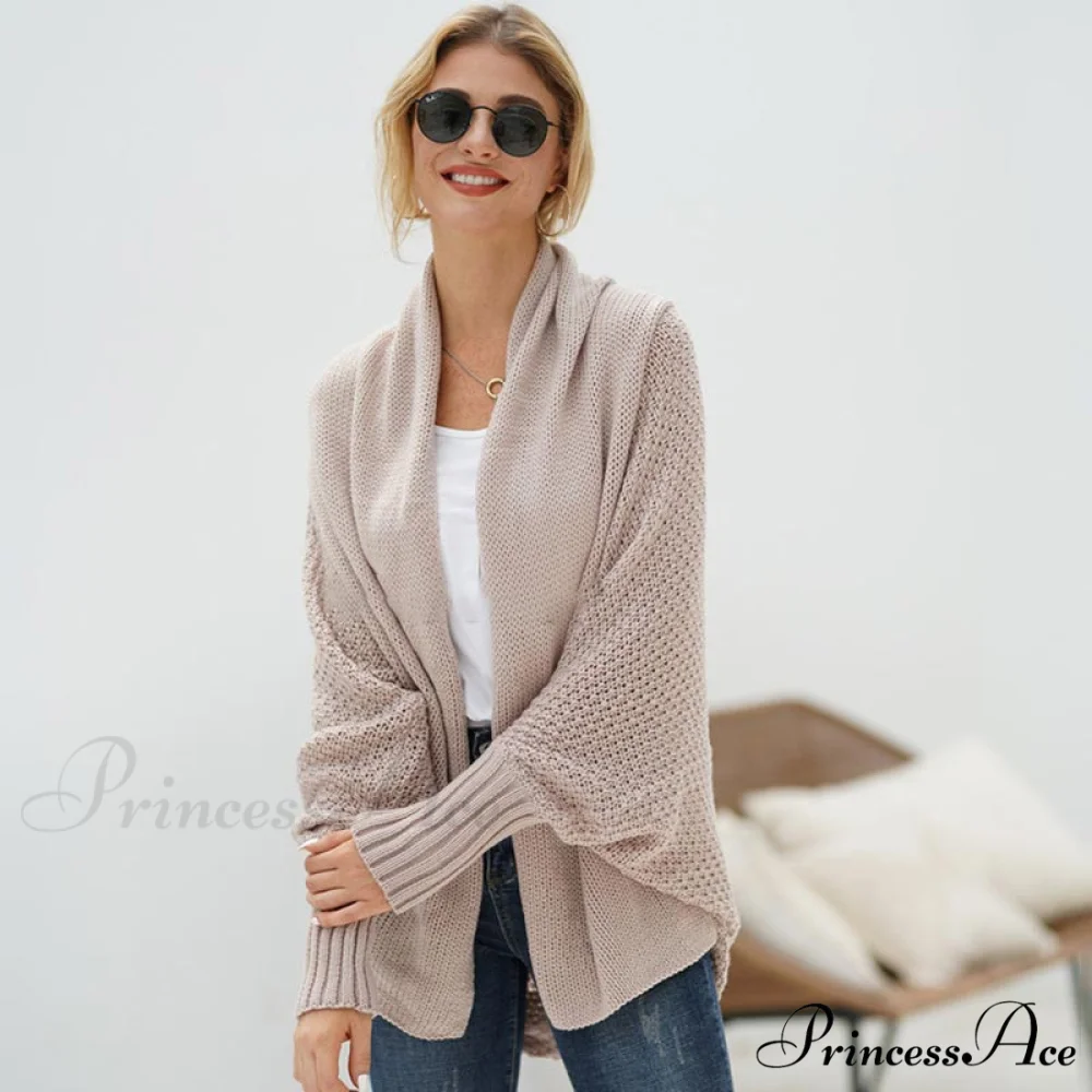 Oversized Sweater Knitted Patchwork Batwing Sleeves Cardigan - Image 4