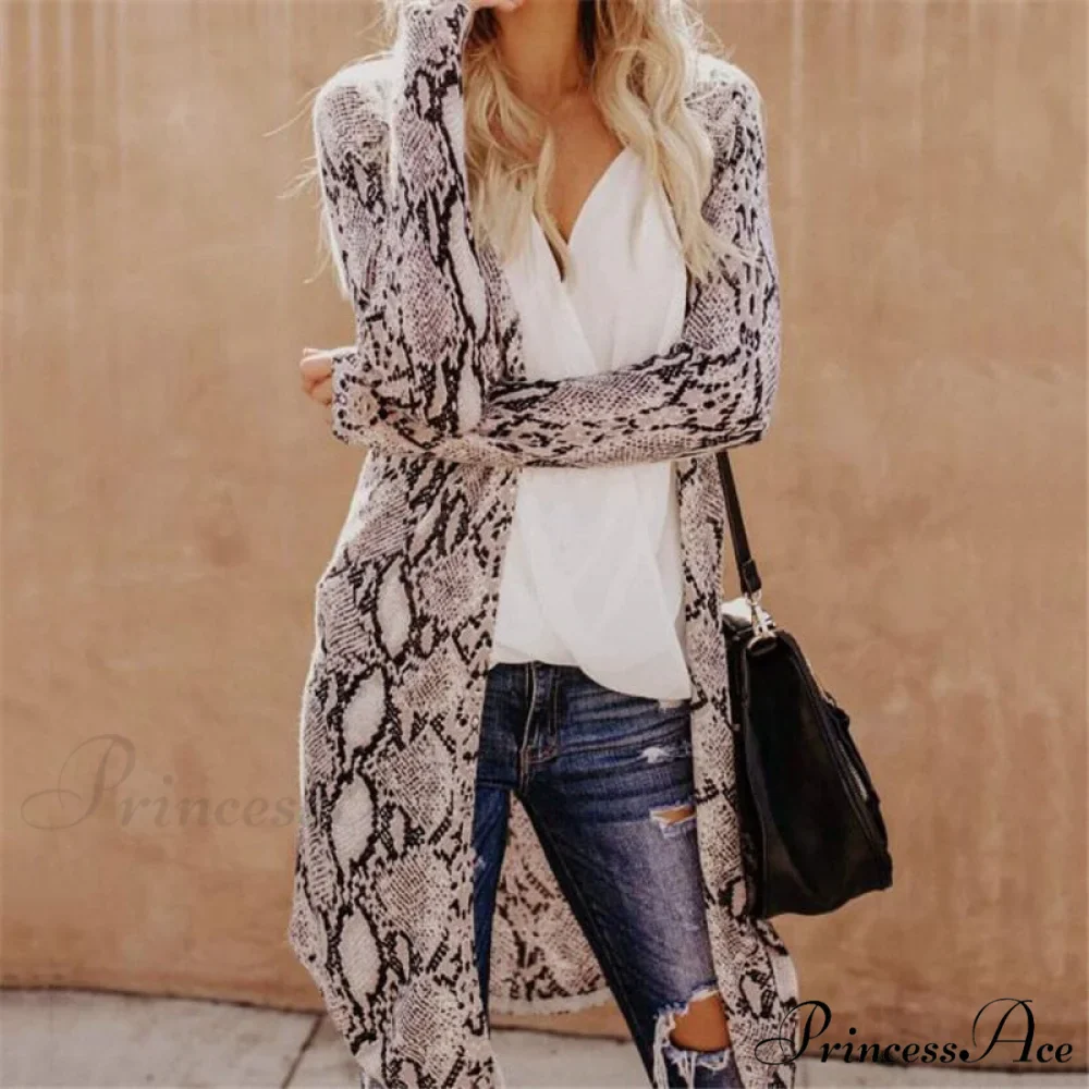 Women Cardigan Long Sleeve Leopard Kimono Shawl Loose Coat - Image 5