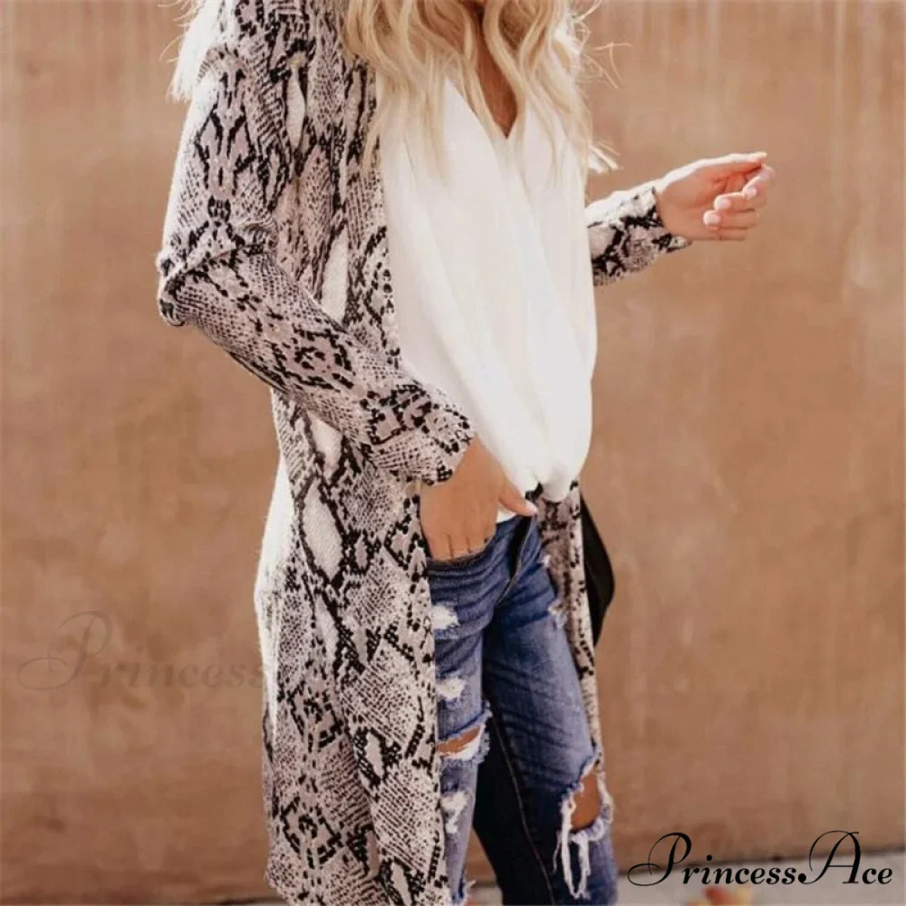 Women Cardigan Long Sleeve Leopard Kimono Shawl Loose Coat - Image 6