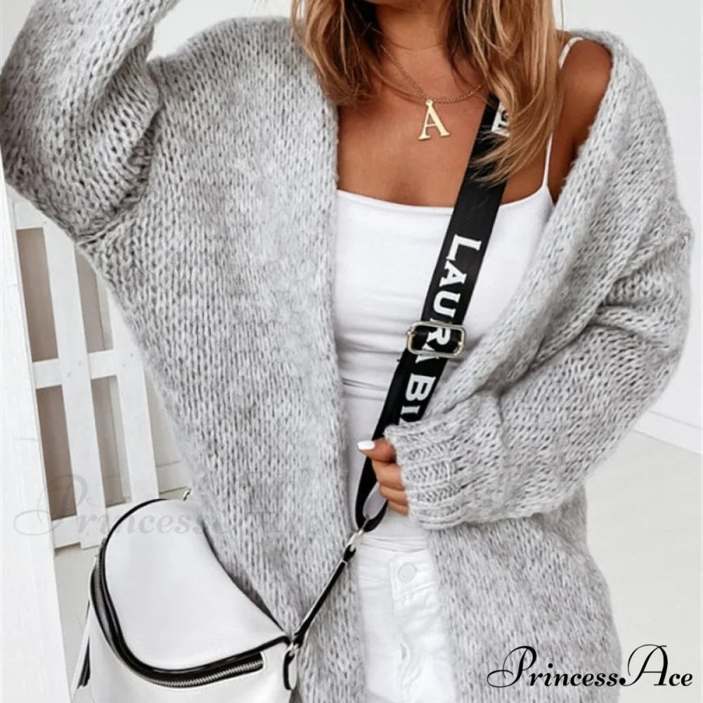 Women Casual Long Sleeve Long Sweaters Winter Loose Cardigan - Image 3