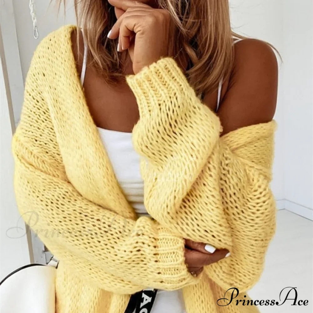 Women Casual Long Sleeve Long Sweaters Winter Loose Cardigan - Image 4