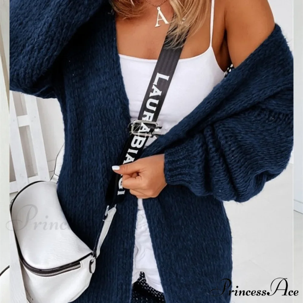 Women Casual Long Sleeve Long Sweaters Winter Loose Cardigan - Image 6