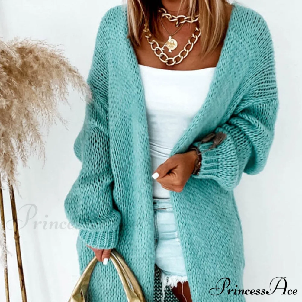 Women Casual Long Sleeve Long Sweaters Winter Loose Cardigan - Image 7