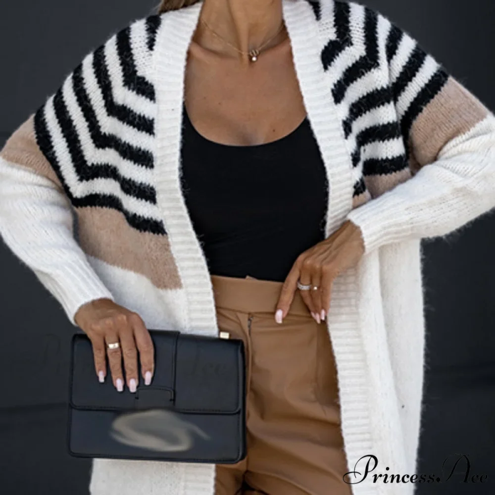 Stripe Contrast Sweater Winter Causal Long Sleeve Outerwear - Image 4