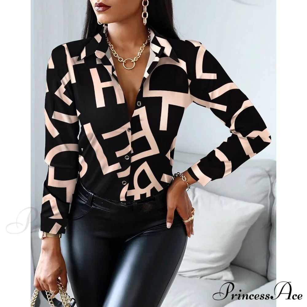 Office Lady Print Button Shirts - Image 19