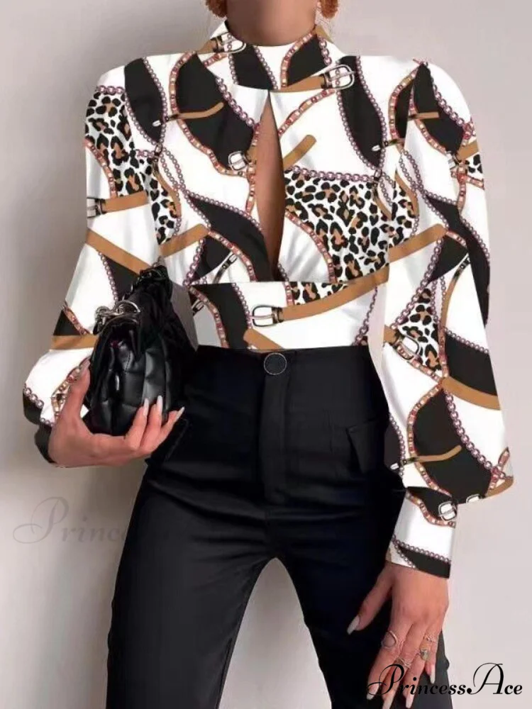 Office LadySlim Stand Collar Long Sleeve Blouse - Image 8