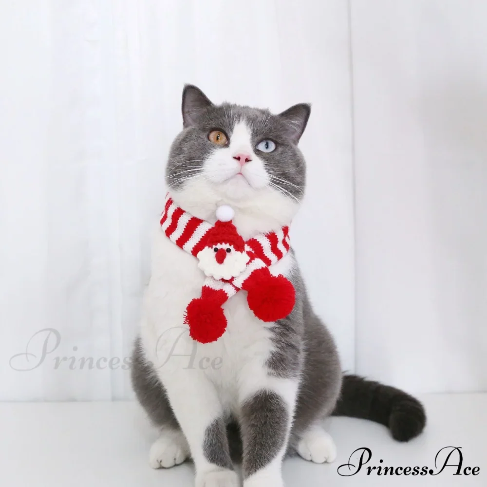 Cat Dog Knitted Wool Striped Christmas Scarf - Image 14