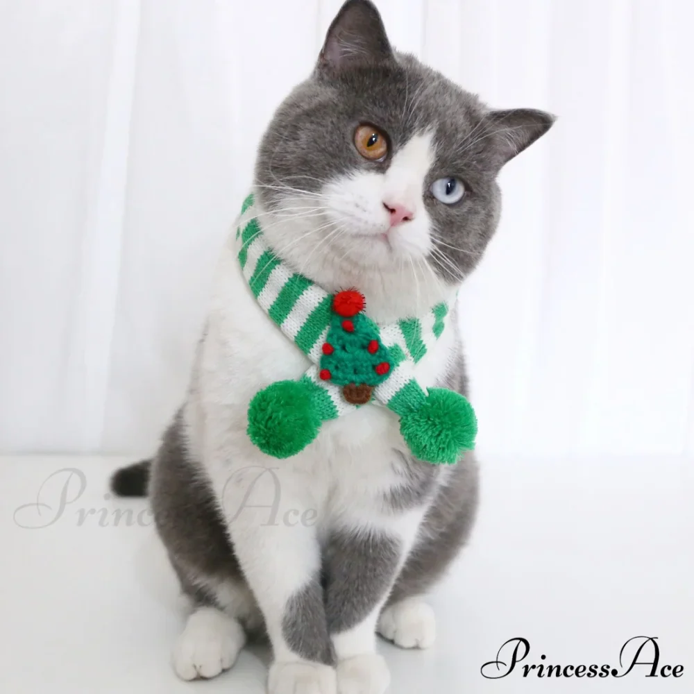 Cat Dog Knitted Wool Striped Christmas Scarf - Image 16