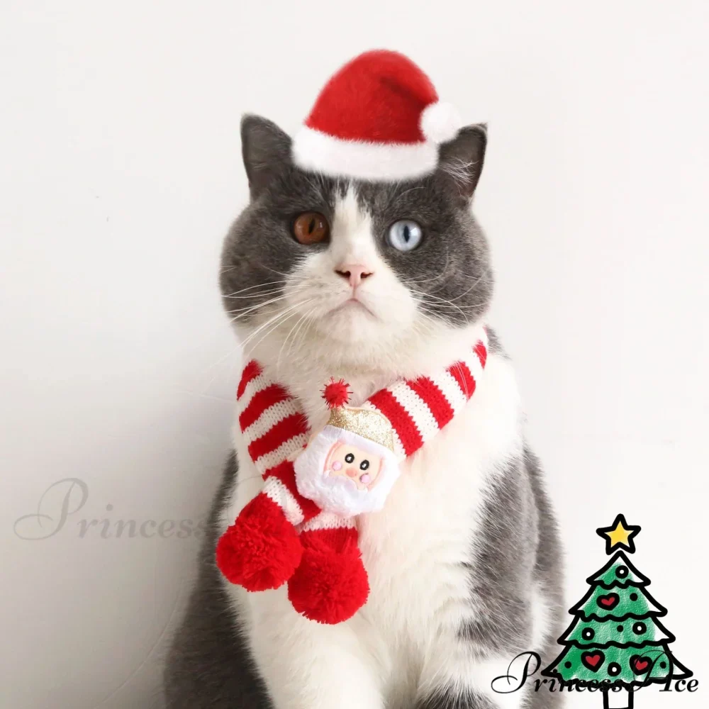 Cat Dog Knitted Wool Striped Christmas Scarf - Image 17